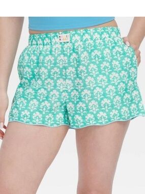 Roller Rabbit x Target Stamped Floral Poplin Boxer Shorts Teal Size XL new